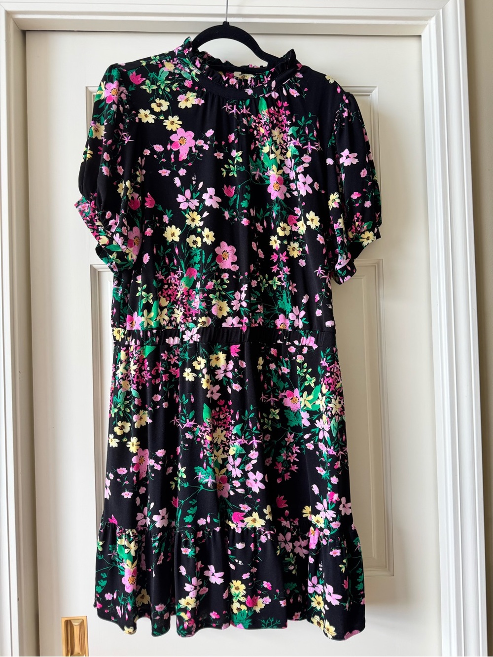 Riley & Rae Black Dress with Pink and Yellow Floral Print
